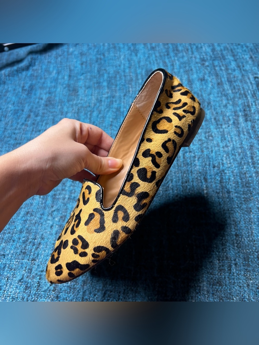 J.Crew Leopard Print Calf Hair Leather Flats Tan Black Women's 6.5 Style E1341 - Picture 4 of 10